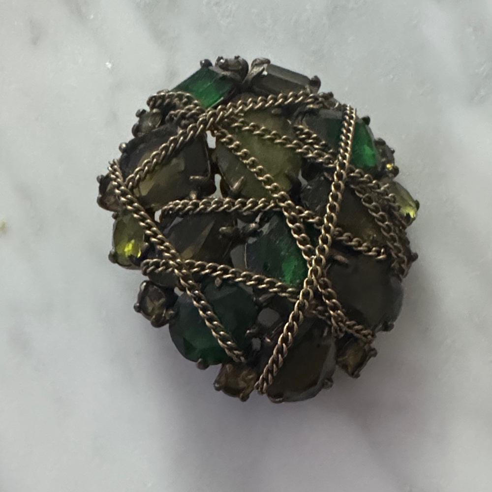 Stella & Dot Green and Gold Brooch